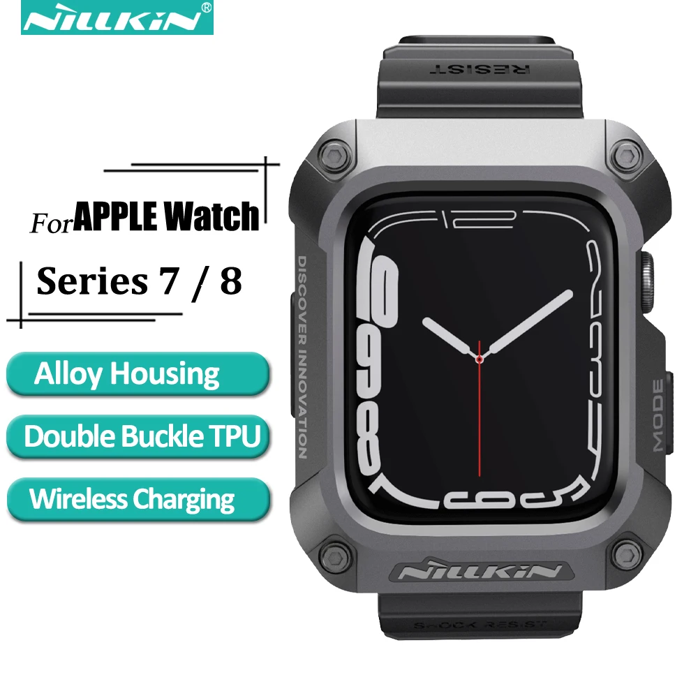 

Nillkin for Apple Watch Series 8 / 7 45mm Case,Double Buckle TPU Band Shockproof And Drop-resistant Wireless Charging Cover