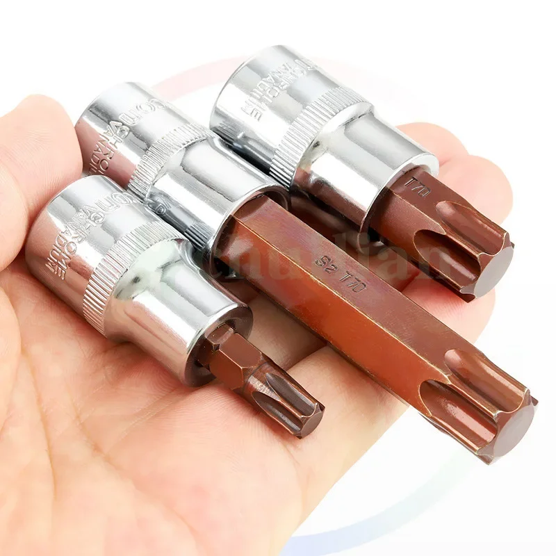 1/2 Inch 12.5mm Plum hex Socket Bit Torx Screwdriver Bit Tools T15 T20 T25 T27 T30 T40 T45 T47 T50 T60 T70 long 60mm 100mm