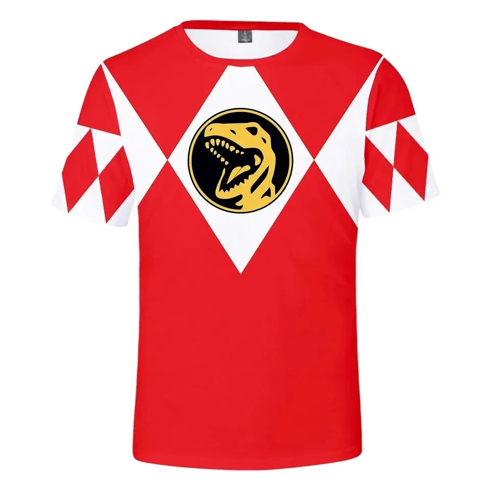 2024 New Role-playing Cool Men's T-shirt Mighty Morphin 3D Printed Children's O-neck Short Sleeved Casual Street Clothing