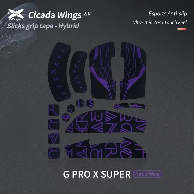 Taśma antypoślizgowa X-Raypad Cicada Wings V2 Slicks Grip Tape do G Pro X Superlight / Superlight2 / X2 SUPERSTRIKE - Bardziej trwała — zdjęcie produktu 4