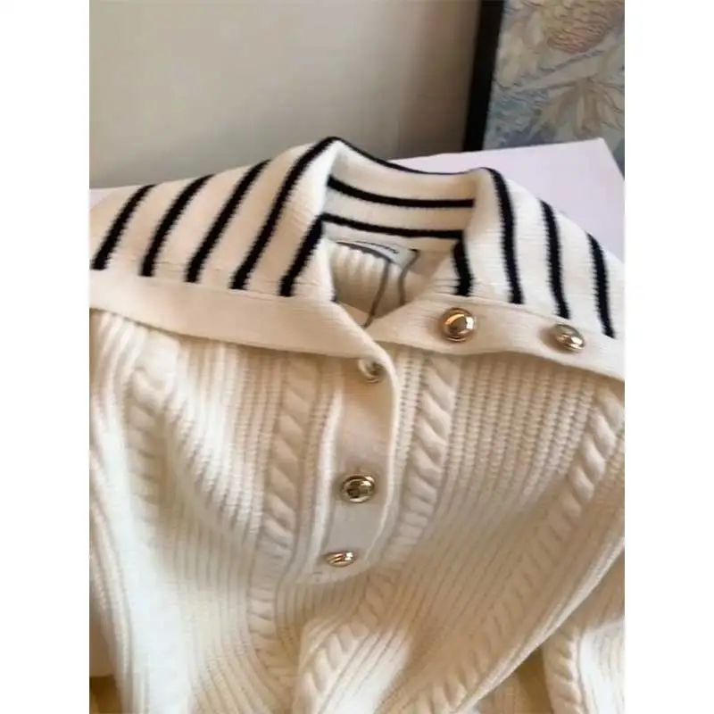 Женская одежда, весенне-осенний модный цветной отложной воротник, женский универсальный вязаный свитер, пуловеры, топы