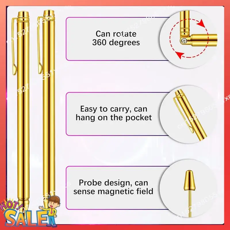 ABCL 4 Piece Dowsing Rods Copper Set Pen Shaped Gold Spirit Rods Water Divining Rods With LED Light Up Cat Ball Copper