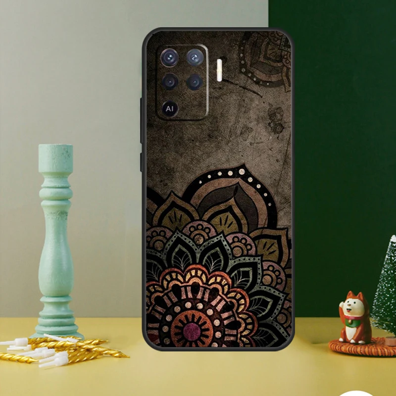 Mandala Floral Wood Back Case For OPPO A15 A5S A3S A52 A72 A54 A74 A94 A93 A83 A5 A9 A53 A53S A31 2020 Coque