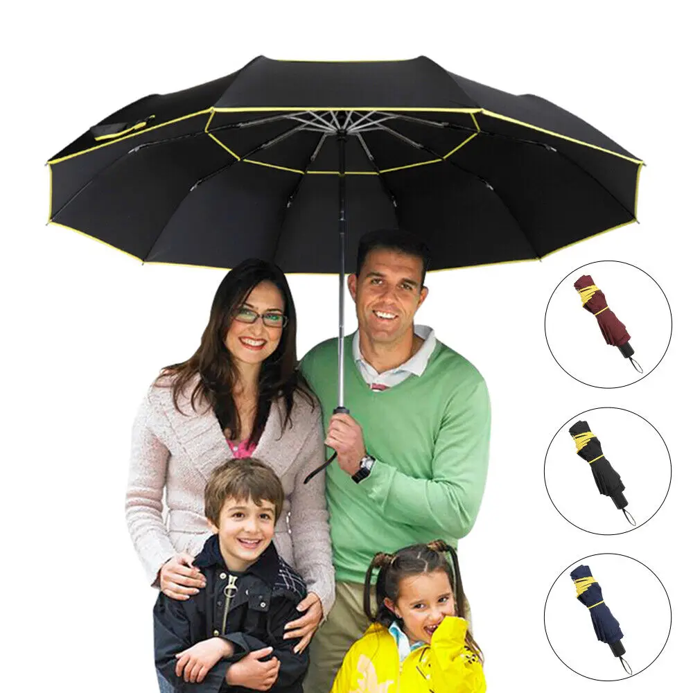 1Pc Extra Large Double Layer Edge Windproof Large Compact Umbrella with Double Eaves for Breathable and Windproof