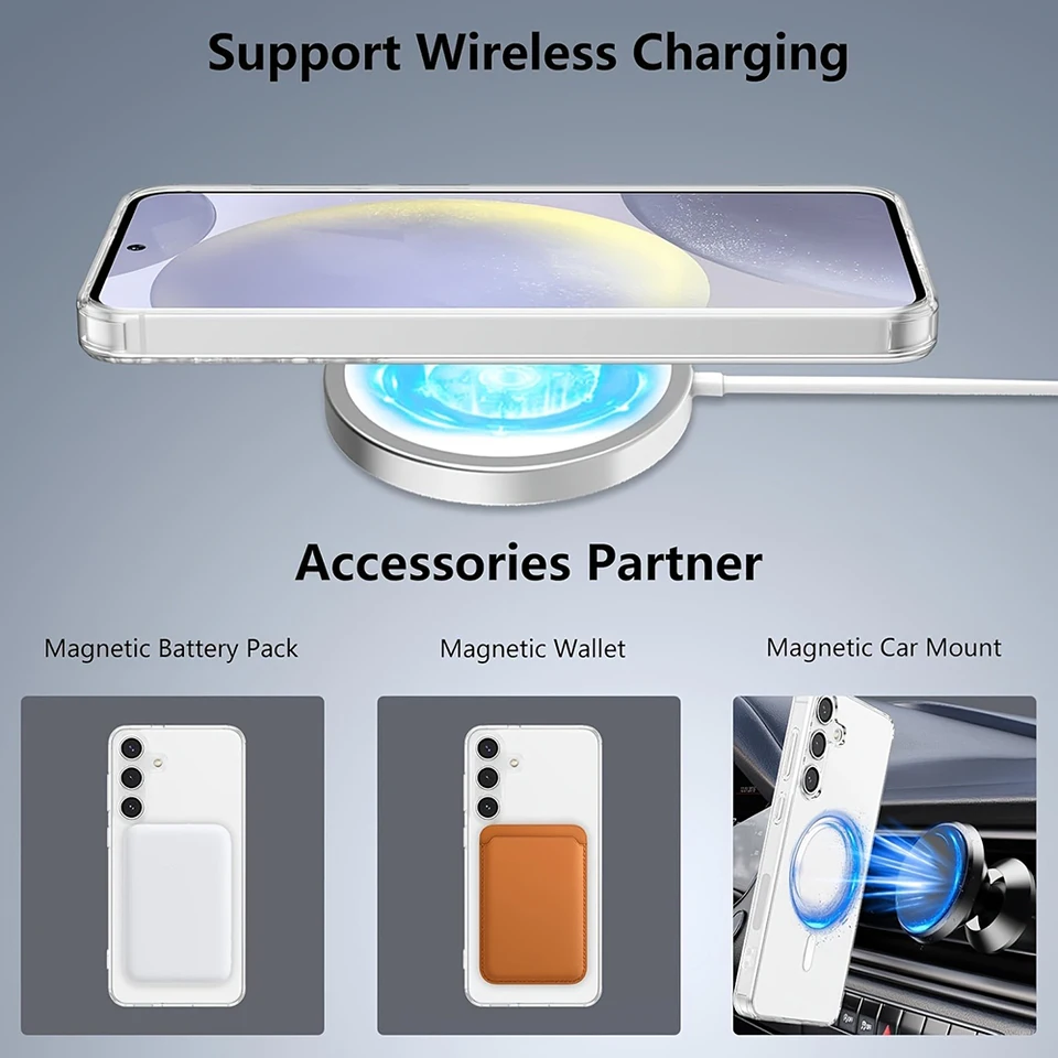 Funda magnética transparente original para Samsung Galaxy S26 S25 S24 Ultra Plus, compatible con MagSafe 5