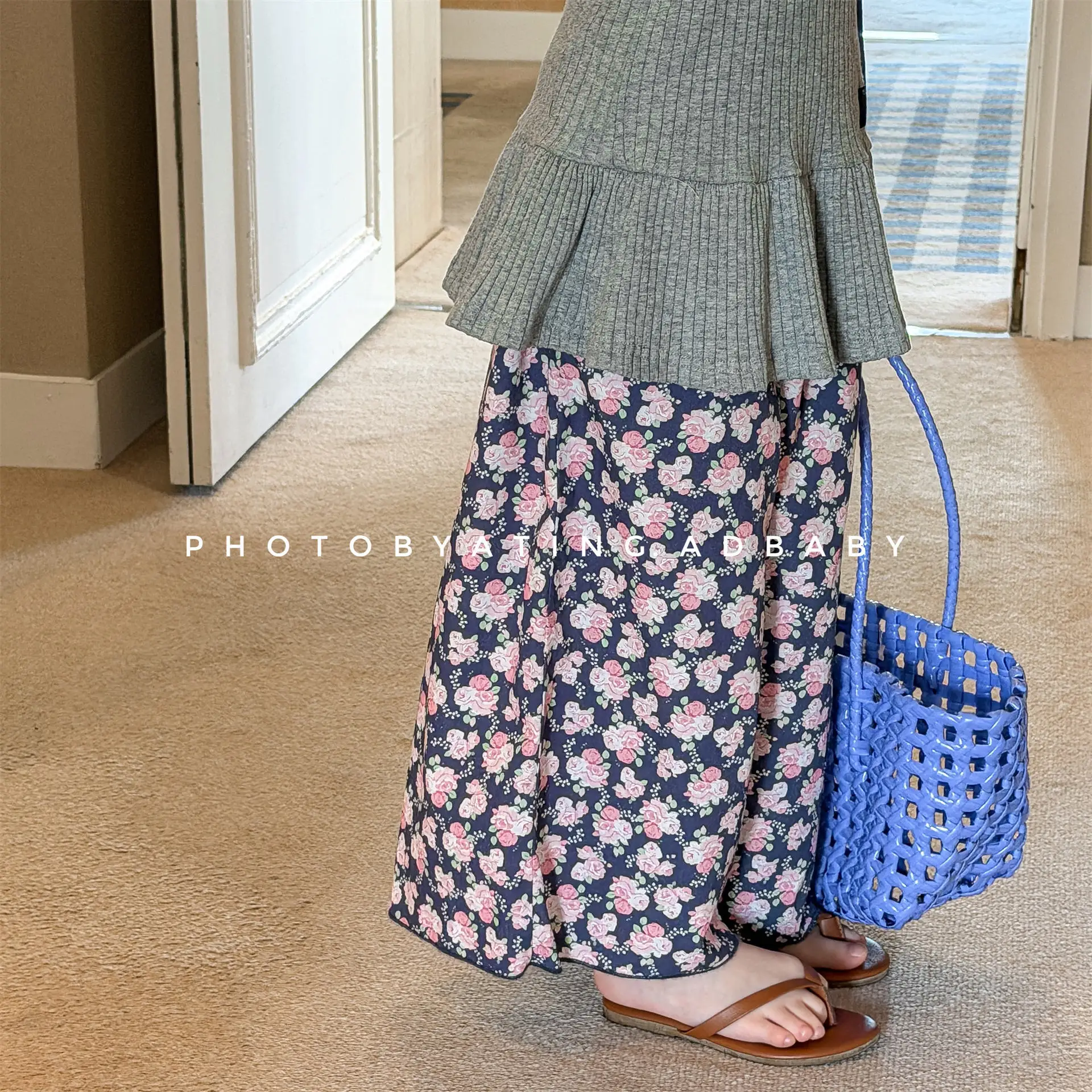 

Весна 2026, широкие брюки для девочек, корейские тонкие детские свободные брюки с цветочным принтом, хлопковые штаны для малышей, детские повседневные брюки