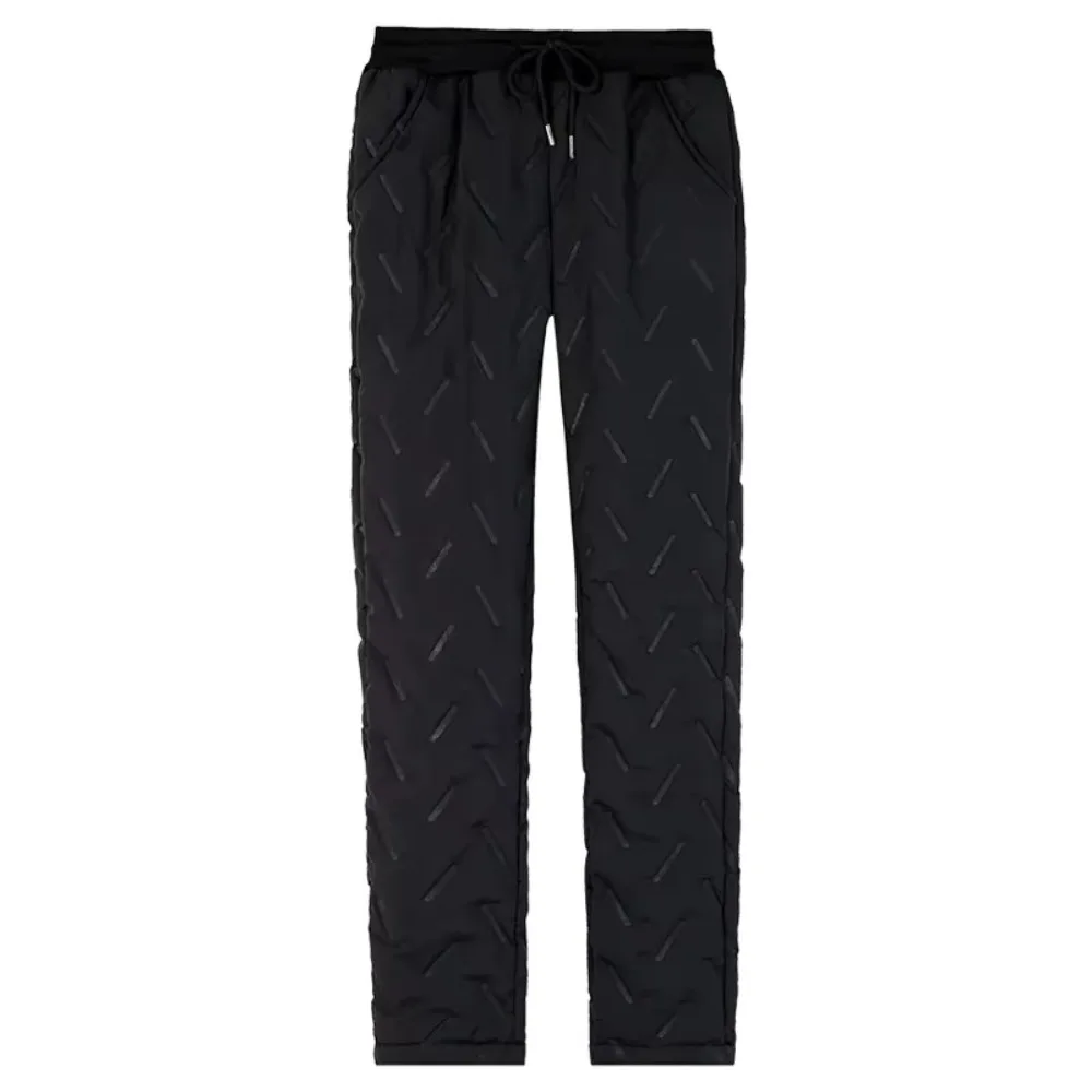

Windproof Plus Fleece Cotton Pants Thickened High Waist Thermal Pants Fleece Lined Straight Leg Warm Pants Outside Wear
