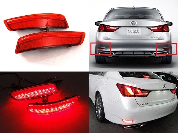 ANGRONG 2x Red Rear Bumper Reflector LED Stop Brake Light For Lexus ES GS 250 350 300h 450h 2012+ For Toyota Corolla