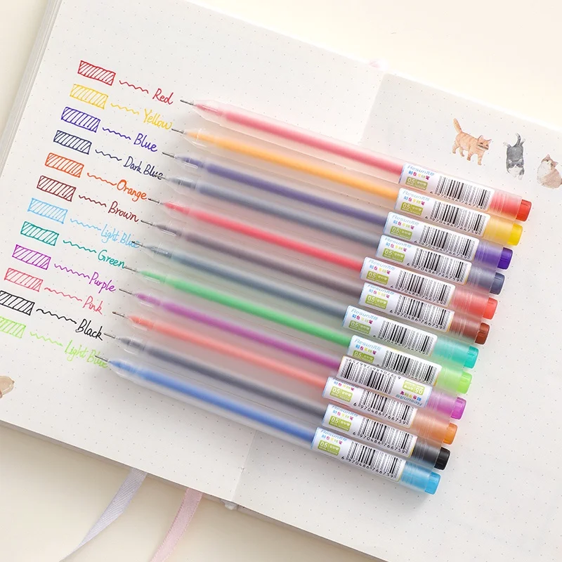 12 Colors Gel Pens Set – Smooth Writing, Vibrant Colors for Student Study, Diaries, Crafts, Back to School