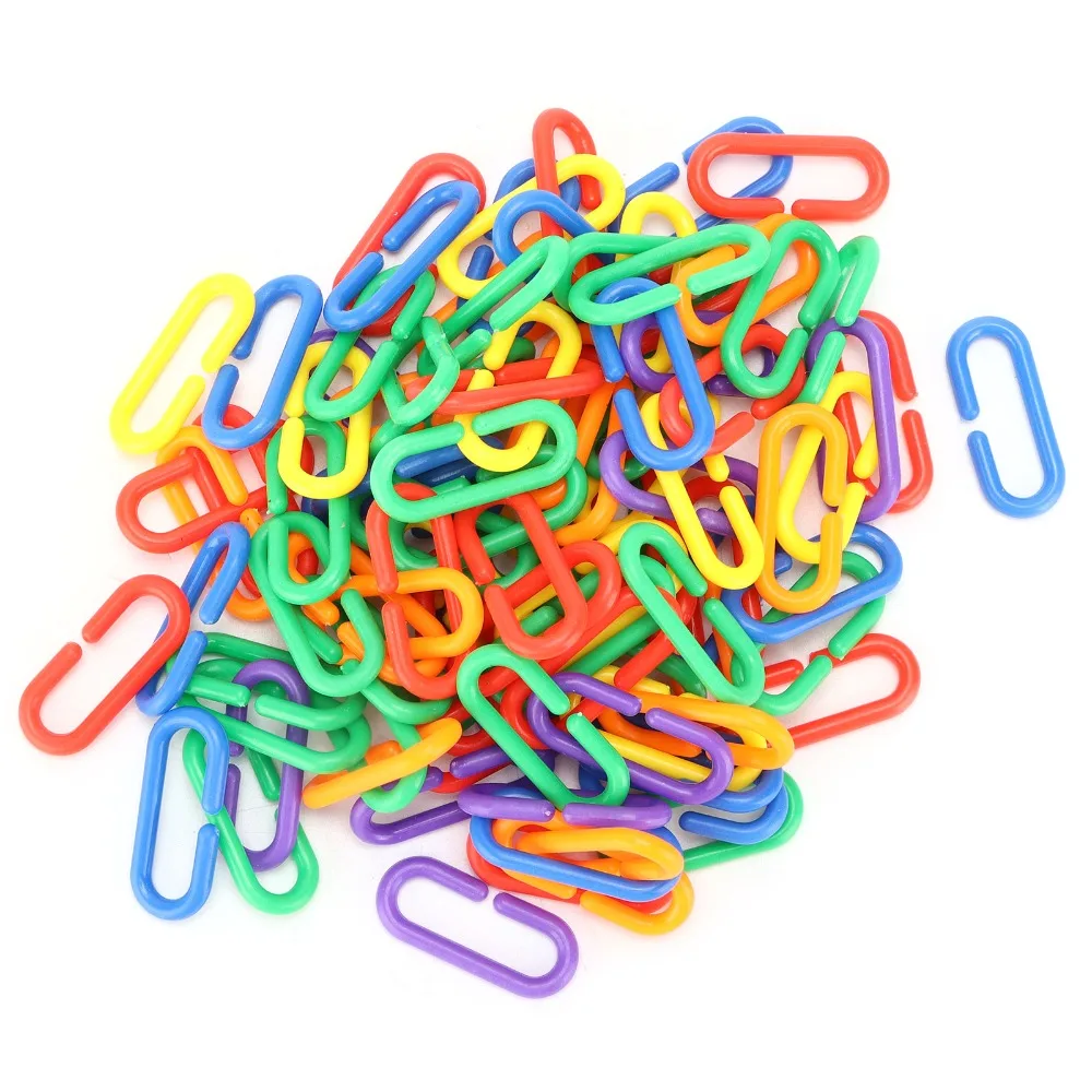 200pcs Plastic Material Bird Chewing Toy DIY Assembly Swing Climbing Educational Bird Toy Rainbow Colors Mix Color