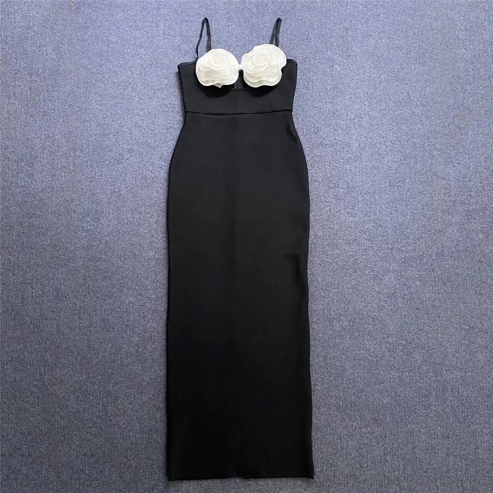 แฟชั่น Casual Lady Party Elegant ชุดเดรสแขนกุดลายดอกไม้ยาว Maxi เซ็กซี่ Bodycon Skinny Hollow Out ชุดสตรี