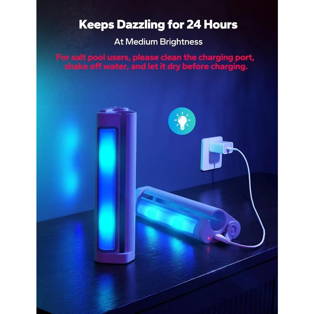 Pool Fountain with 7-Color LED Lights, above/Inground Pool Fountain Lights with Remote Control, Adjustable Pool Sprinkler