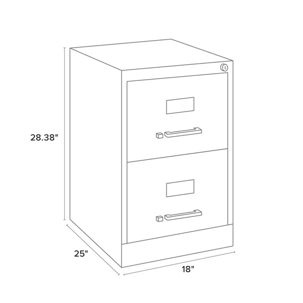 2-Drawer Metal Vertical Filing Cabinet, 25 in Depth, Legal Width, Beige Finish, Fully Assembled Steel Construction, Ball-Bearing