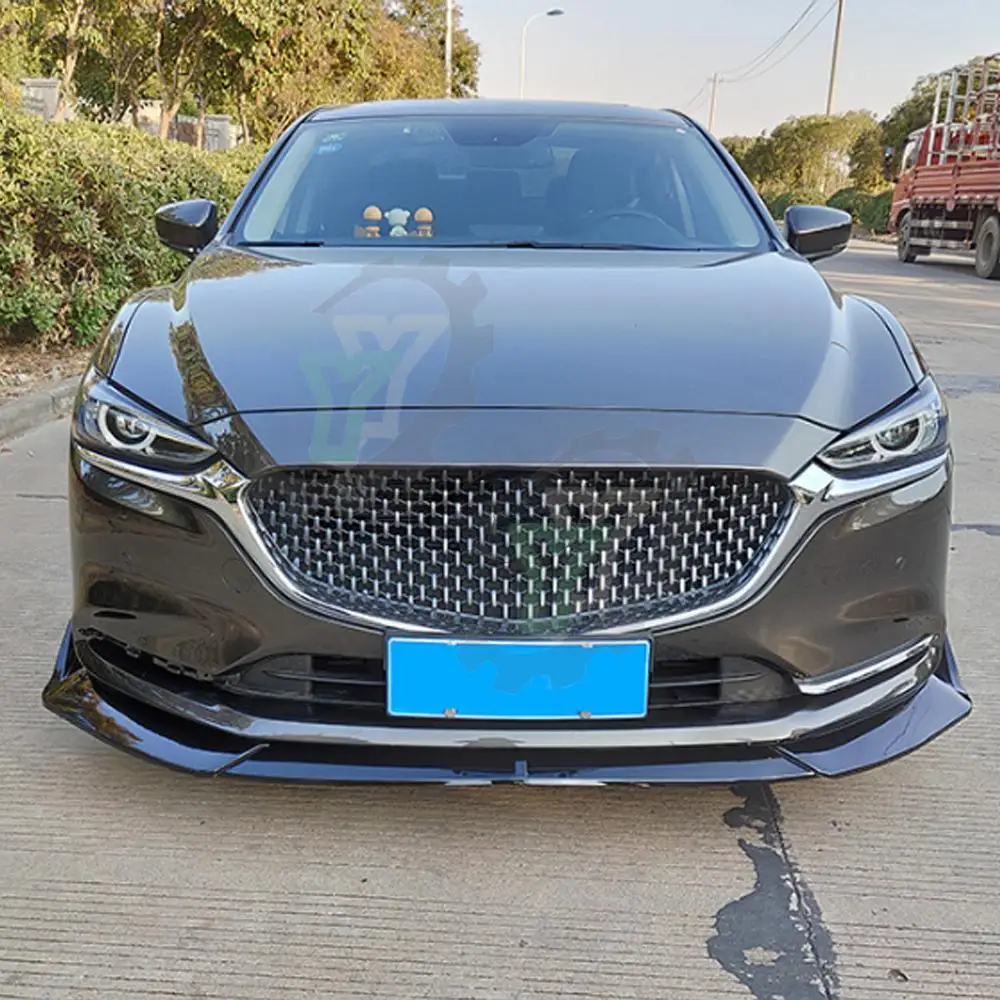 3PCS Car Front Bumper Lip Spoiler Splitter Diffuser Detachable Body Kit Cover Guard For Mazda 6 Atenza 2019 2020 2021