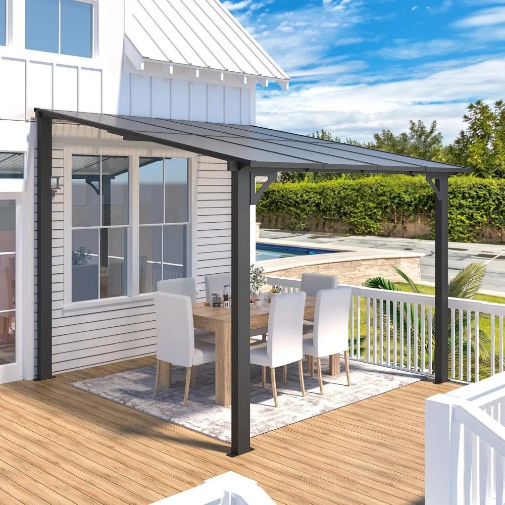 شرفة شرفة للفناء مقاس 8 × 8 بوصات، عريشة صغيرة مثبتة على الحائط مع سقف (64 مربع. قدم مظلل) على التخليص