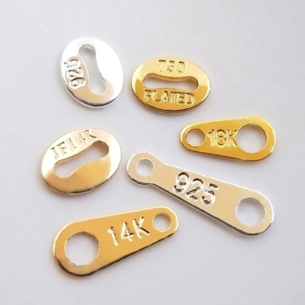 المشابك النحاسية 14K الذهب اللون مطلي فضة محفورة التسمية اتصال التشطيب 8 أحرف مشبك ورقة DIY الملحقات