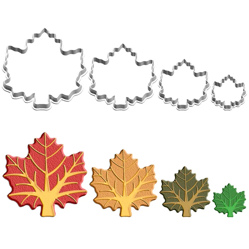 Four Specifications Cartoon Plant Autumn Maple Leaves,Plastic Molds,Cake Fondant Tools,Cookie Sushi Fruits Cutters