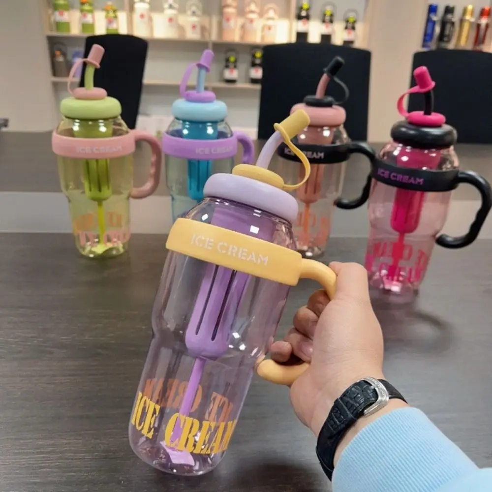 PC Water Bottle with Handle and Straw Good-looking Leak-Proof Sports Water Bottle 1200ml Tea Infuser Lucky Belly Cup Travel