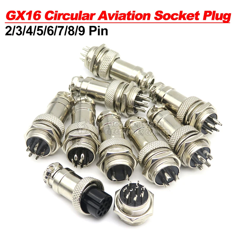 1Set GX16 2/3/4/5/6/7/8/9 Pin Male & Female 16mm ibuw Metal Circular Aviation Connector Socket Plug 2PIN 3PIN 4PIN 5PIN 6PIN