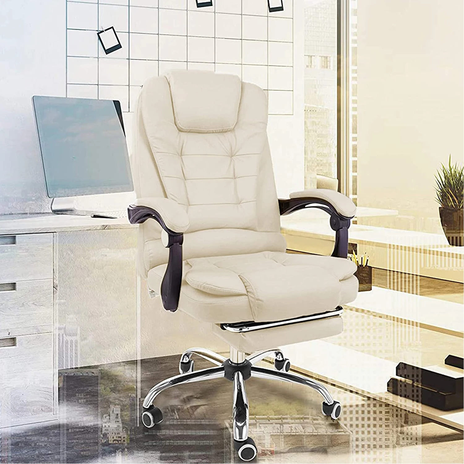 Back Ofiice Chair Adjustable PU Leather PC