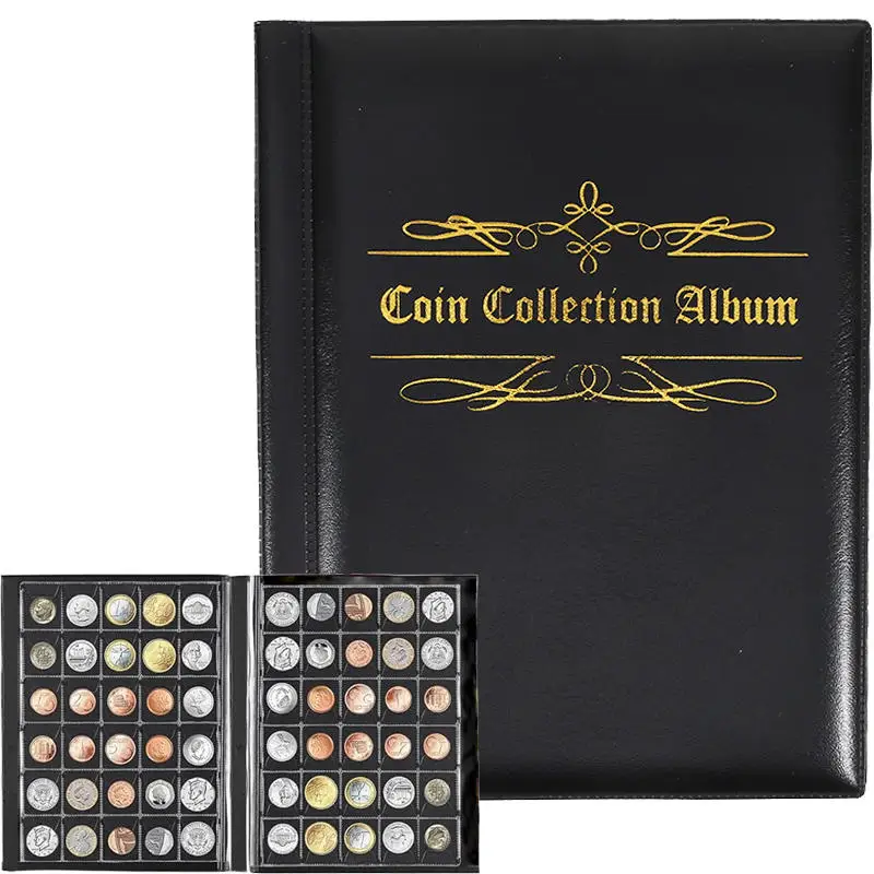Album de collection de 480 pièces de monnaie, livre de collection de pièces euro, organiseur de pièces, médailles, badges et dollars