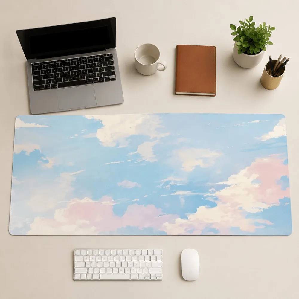 The minimalist cloud-printing desk pad is smooth and suitable for office workers, students, and home offices for decoration