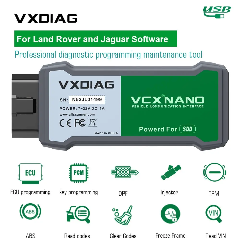 

VXDIAG VCX NANO для Land Rover и Jaguar с программным обеспечением V166, USB-версия, инструмент для диагностики автомобиля OBD2