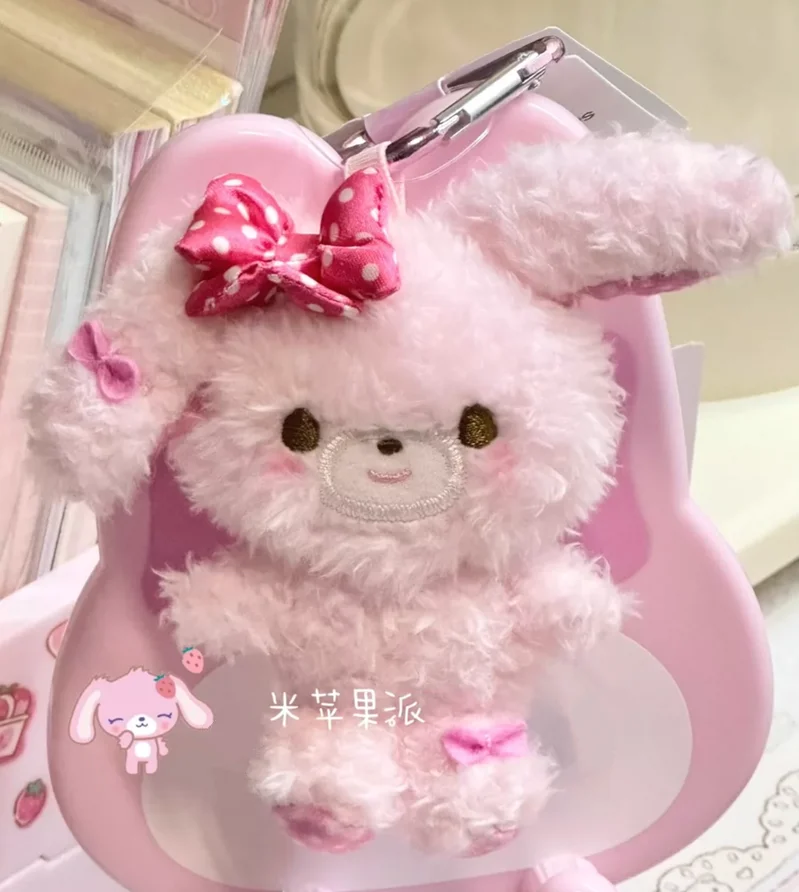 Śliczny pluszowy brelok do kluczy Mascot Heart Clip Pink Bunny Kawaii Bag Keychains Charm Key Chain Keyring Girls Toys Gift