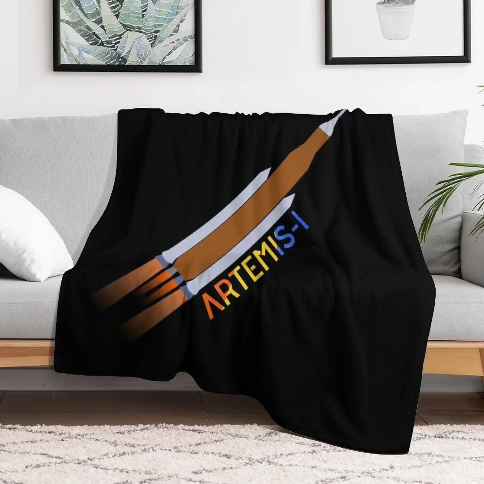 Artemis / Artemis 1 / SLS - The Moon Rocket (Black Edition) Throw Blanket Custom Multi-Purpose Bed linens Blankets