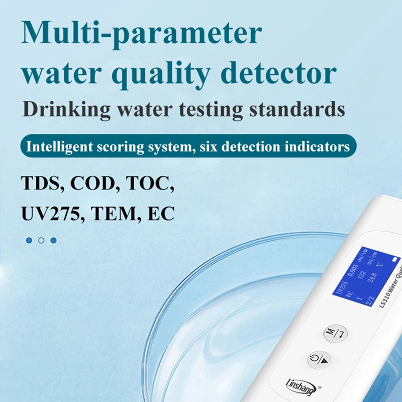 Linshang LS310 COD, TOC, UV275, TDS Meter Digital Water Tester for Drinking Water, Surface Water