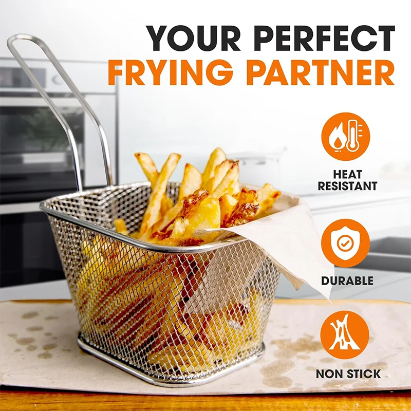 

4Pcs Mini Square Fry Basket Stainless Steel French Fries Fry Basket with Handle Deep Food Serving Baskets For Onion Rings Snacks соковыжималка