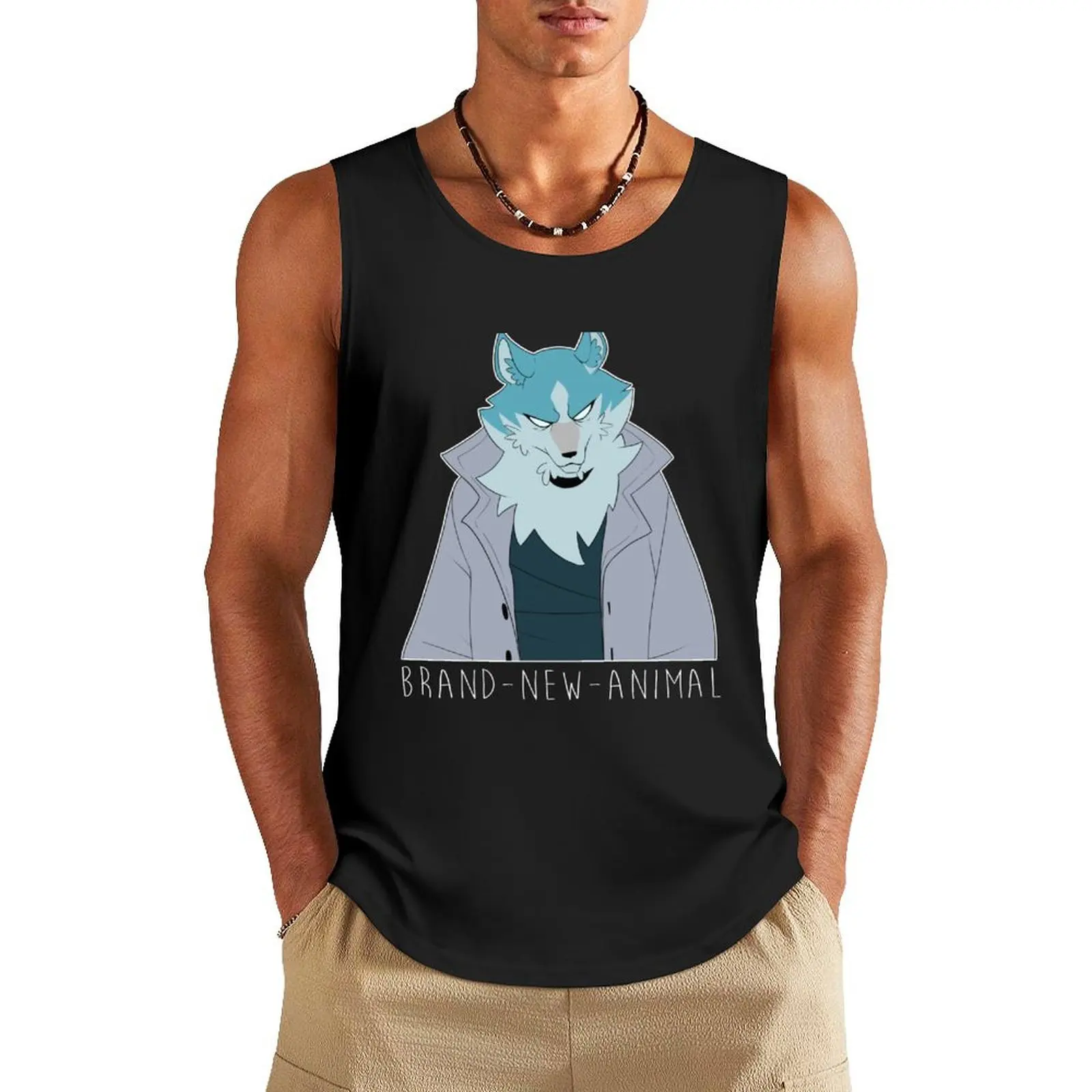 Angry Shirou Tank Top Men's tops gym t-shirts man Men's clothes Men's sleeveless t-shirt