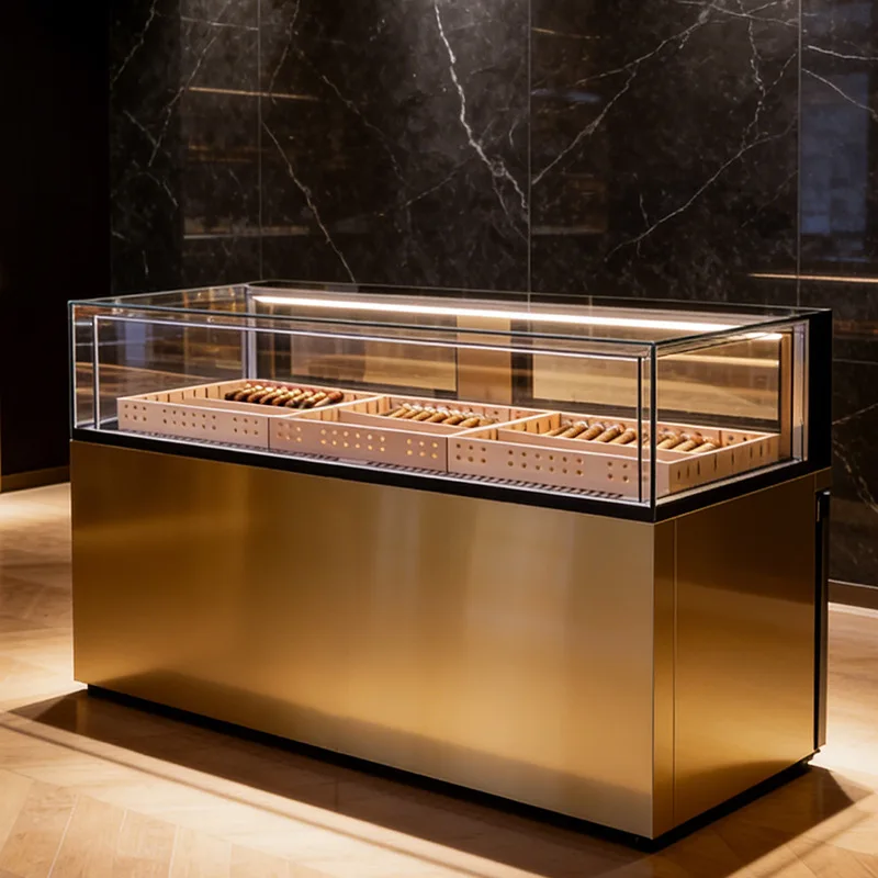 Constant temperature and humidity cigar display cabinet 1.3 meters large capacity cigar storage compressor Spanish cedar wood