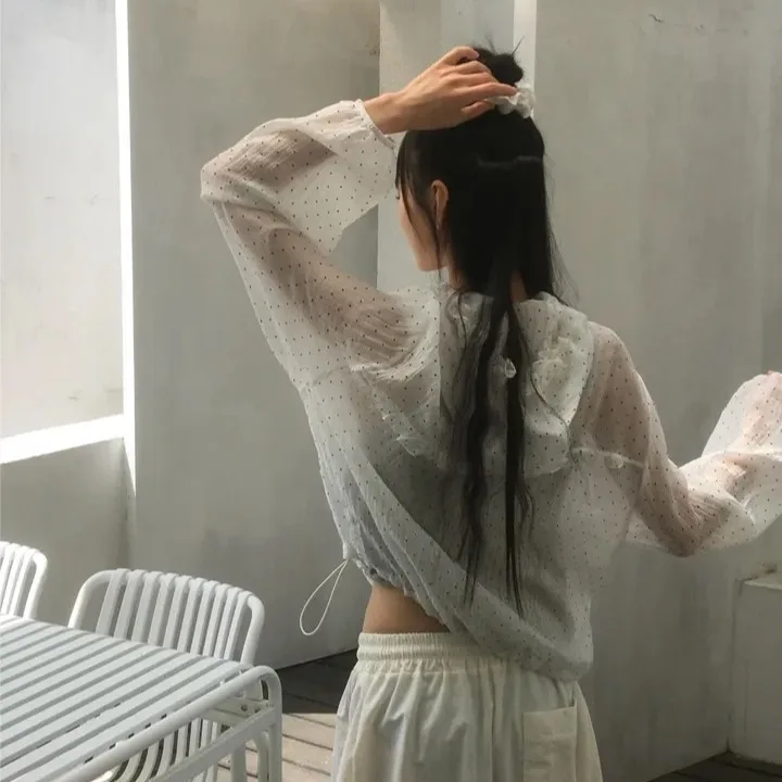 Sommer Lose Polka Dot Casual Vielseitige Nylon Mit Kapuze Zipper Winddicht Jaet frauen Lose Fit Casual Sle Oberbekleidung