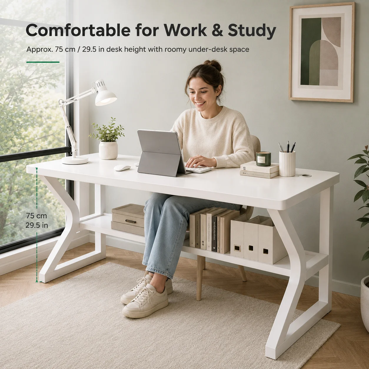 AOLIVIYA Computer Desk Home Office Study Table Student Writing Bedroom Rental Simple Workstation