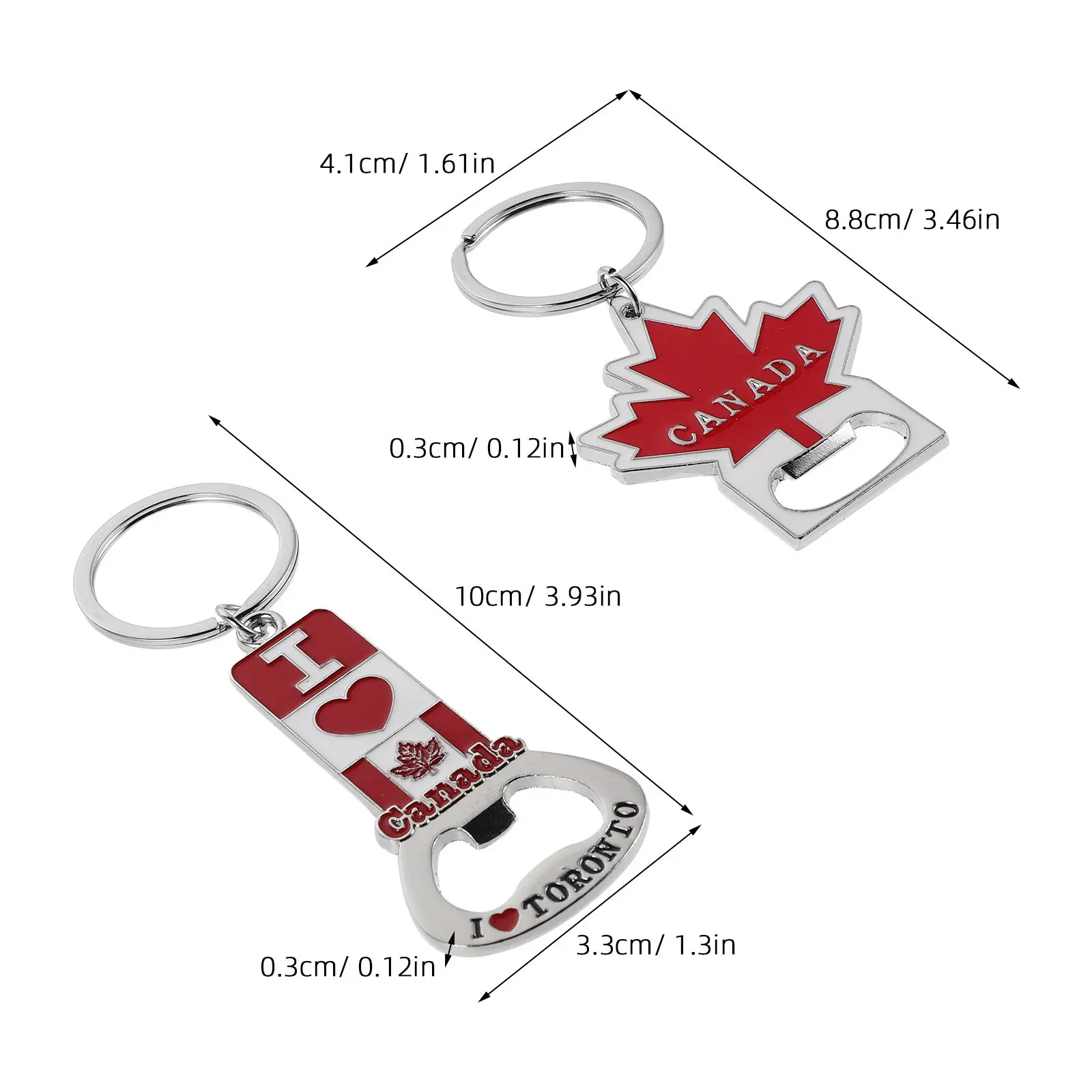 4Pcs Canadian Bottle Opener Keychain Canada Flag Design Metal Keyring Souvenir for Travel Parties Wedding Favors Canadian