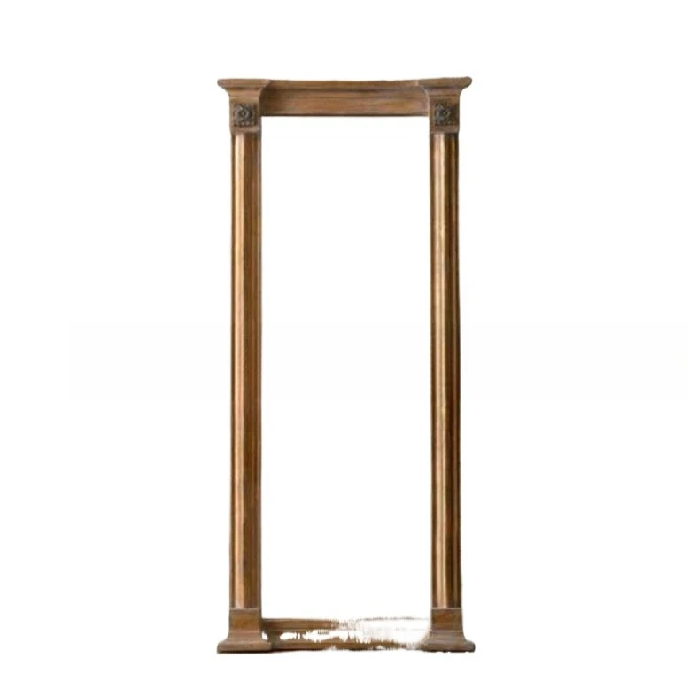 

American solid wood fitting mirror clothing store slimming mirror, log oak old carving, floor-to-ceiling full-length mirror