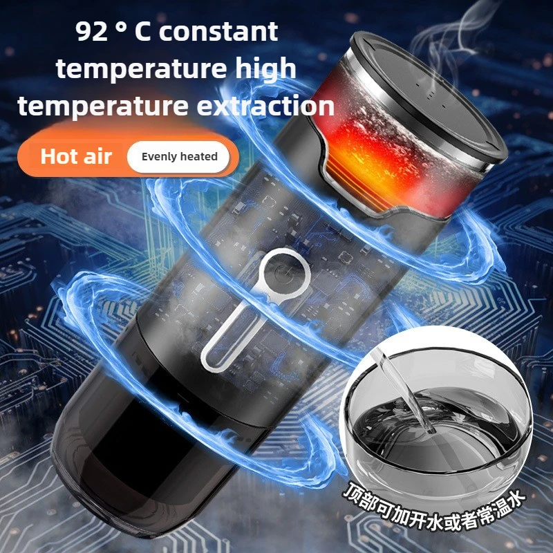 ポータブル 2-in-1 カプセルコーヒーマシン自動屋外ハンドヘルドポンプ圧力ドリップティー抽出器 5 ワット 8Bar コーヒーマシン