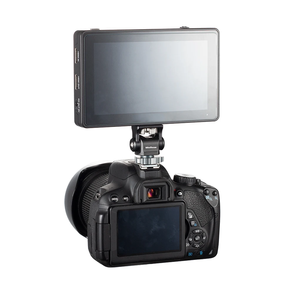 Minifocus 180 Graden Tilt Arm Beugel Roterende Mini Hot Shoe Stand Monitor Mount Base Adapter 1/4 ''Inch Schroef Voor dslr Camera Mic