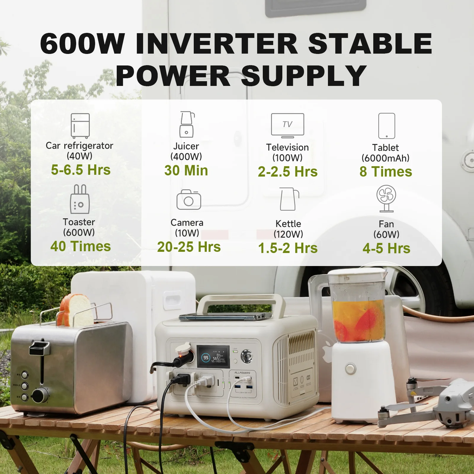 600W LiFePO4 Solar Generator for Outdoor Camping Pure Sine Wave Portable Power Station for Home Backup Grid Blackout