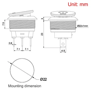 Edelstahl -Metallkippschalter, 2 Positionen, Autokehlederschalter, Ein- und Ausschalten, 3 Stifte, 12 V, 20A, 22 mm, automatische Verriegelung, 220 V, 15a 8 Hauptverkäufe Edelstahl Botao 12V - №4