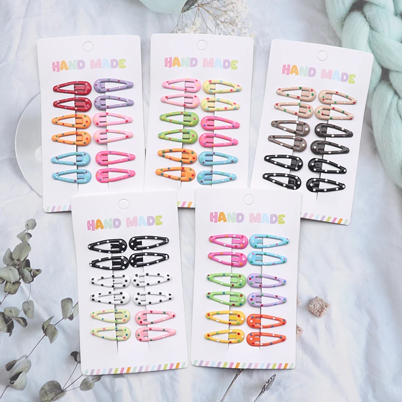 12 Teile/satz Bunte Stern Haar Clips Für Mädchen Polka Dot Metall Snap Bb Clip Haarnadel Headwear Mini 3Cm Bb haar Clip Kinder Kopfbedeckungen – Detail 3