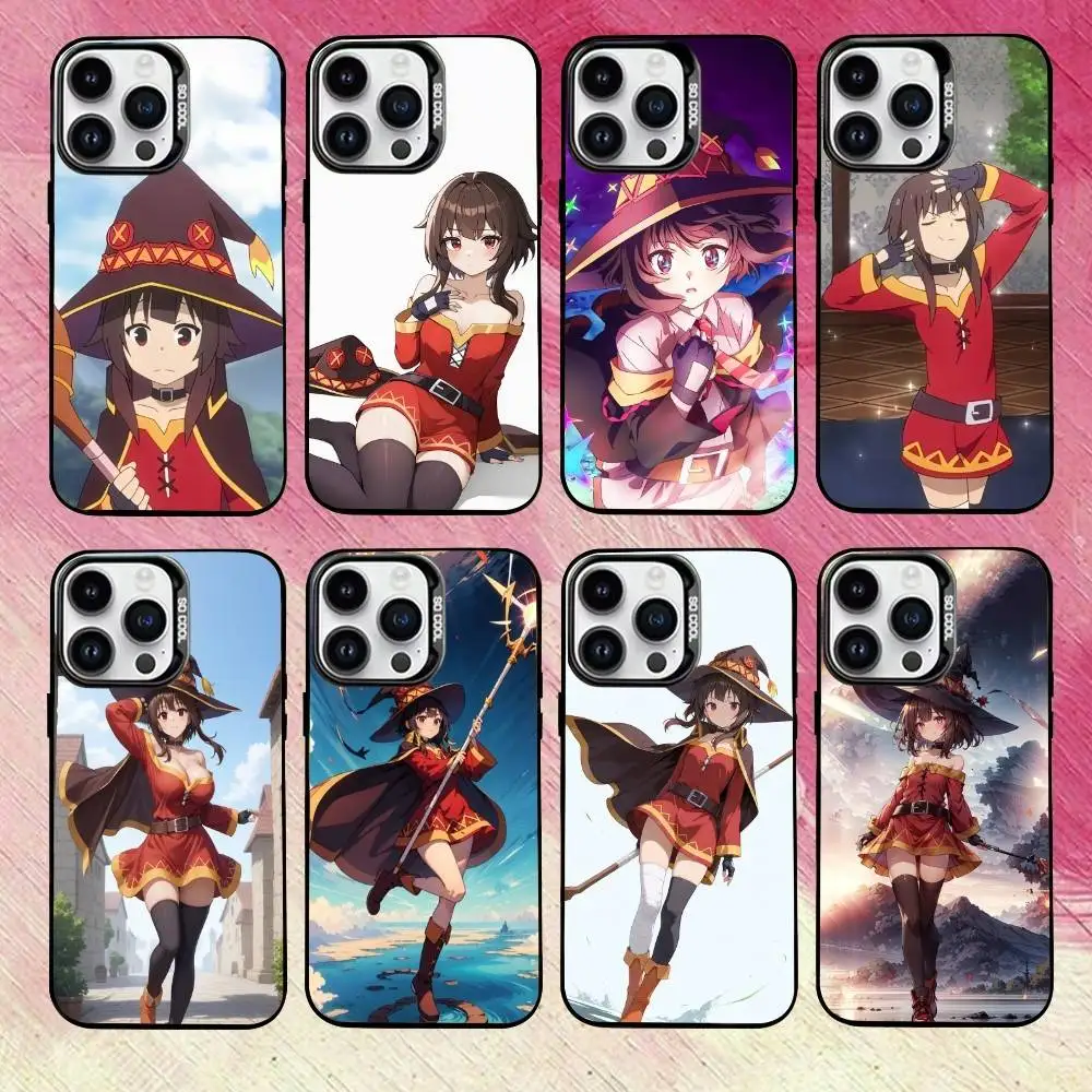 

Sweet M-Megumin A-Anime K-KonoSuba Phone Case For iPhone 17,16,15,14,13,12,11 Plus,Pro Max,XS,Colorful Silver Black Cover