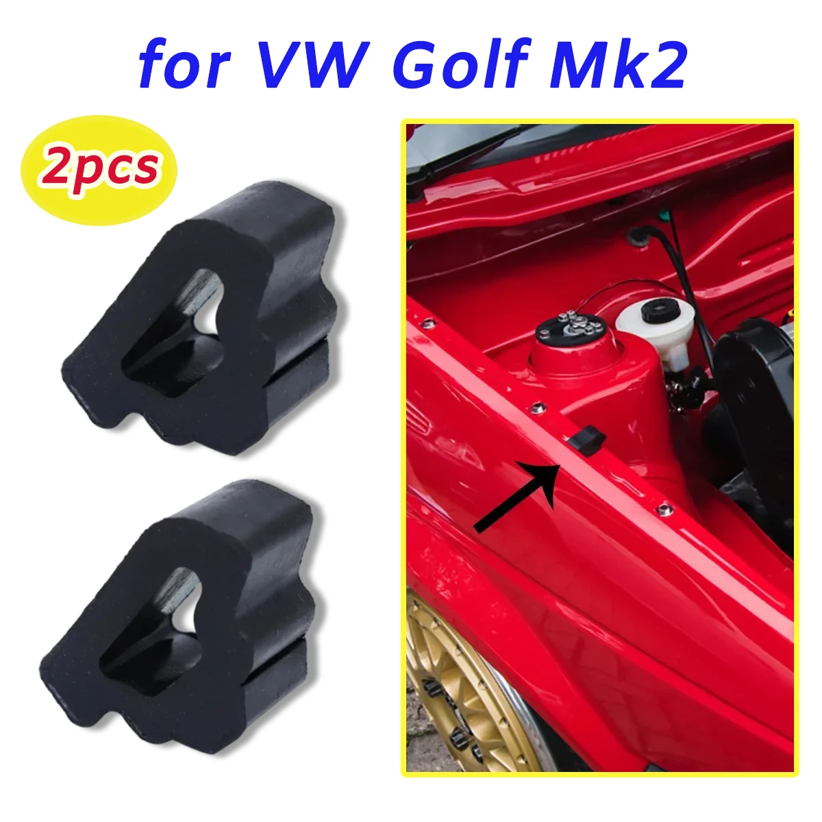 Engine Cover Bonnet Shut Rubber Mount Guide Piece for VW Golf Mk2 USA Hood Stop Buffer Triangle Damping Block Pad Cushion 85-92