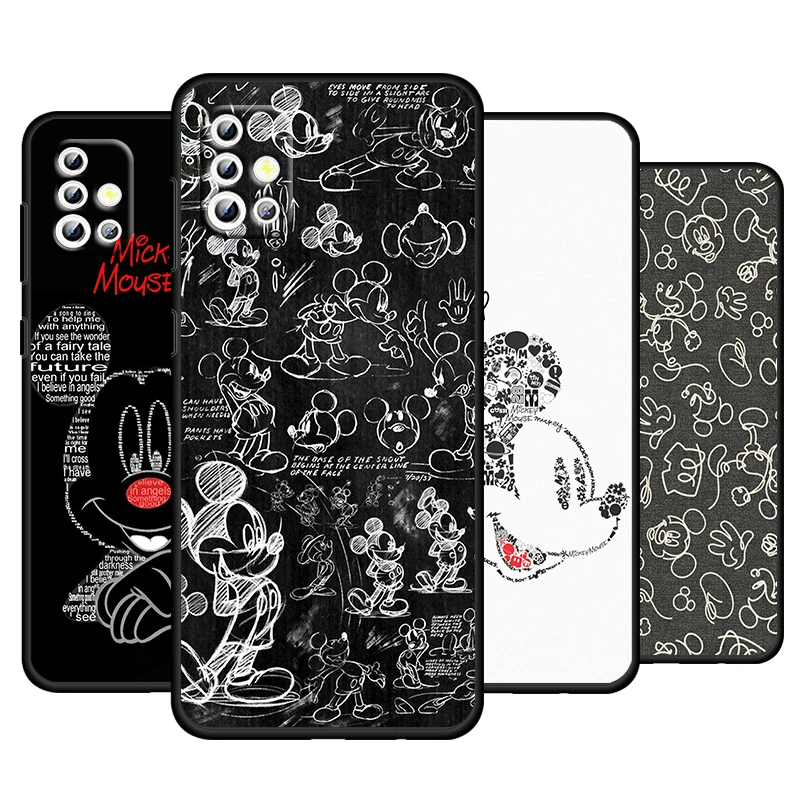 White Minnie Mouse For Samsung Galaxy A73 A54 A52S A72 A71 A52 A51 A22 A32 A21S 4G 5G Silicone Soft Black Phone Case