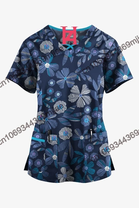Nurse T-shirt V-neck Pocket T-shirts 2023 Women Clothing Large Size Blouses and Shirts Women\'s Fashion T-shirt Wholesale Items