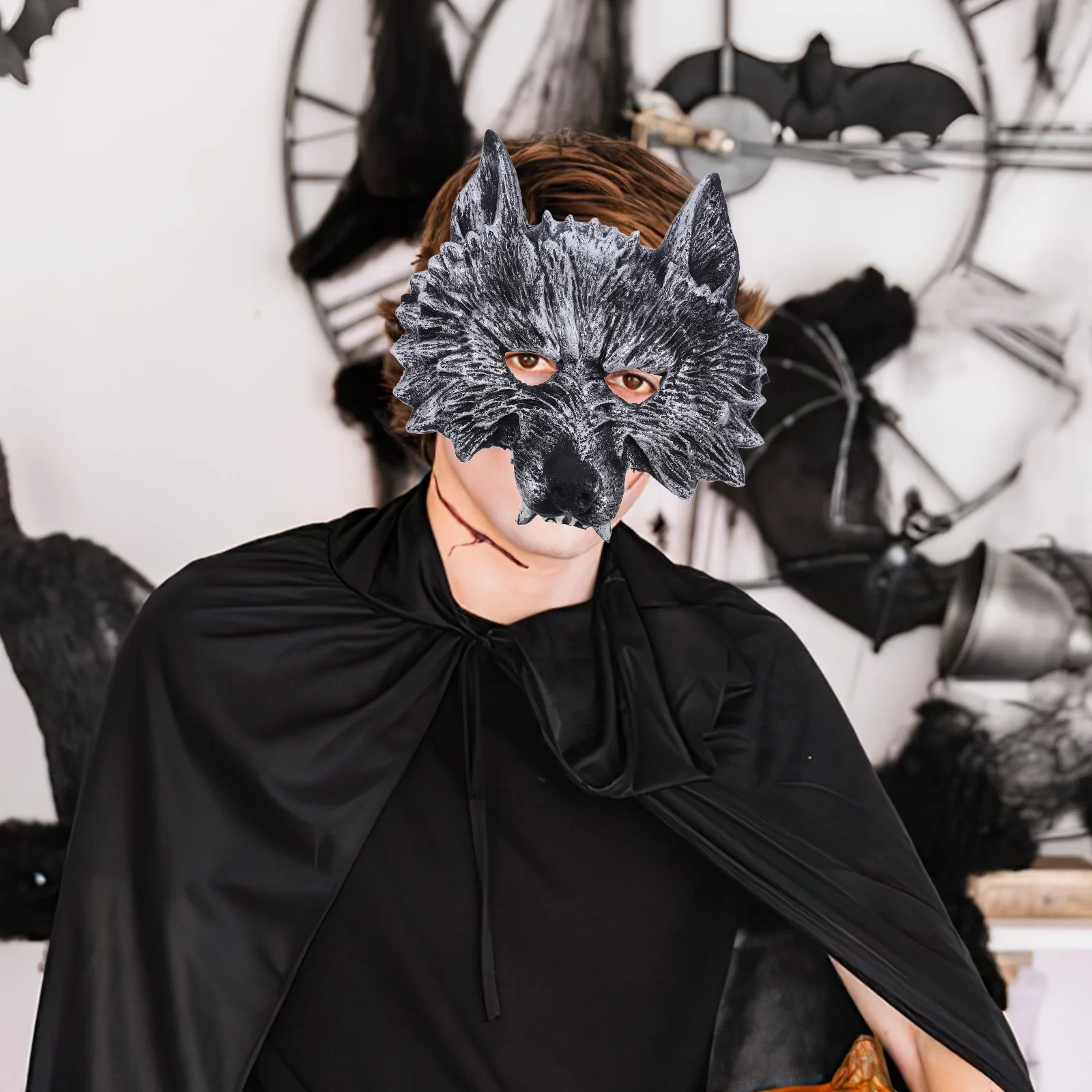 

Wolf Mask and Gloves Set Hand Drawn Scary Halloween Costume for Masquerade Carnival Cosplay Party Dance Performance