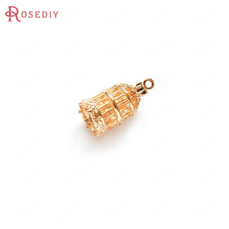 (F490)6 pieces 20*10mm High Quality Gold Color Plated Brass Bird Cage Charms Pendants Diy Jewelry Earrings Accessories Wholesale