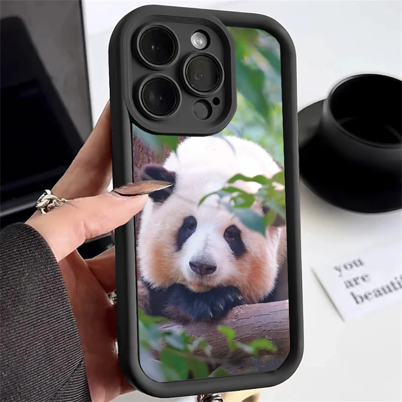 Cute Korea Panda Fubao Phone Case For IPhone 16 15 Pro Max 11 12 13 14 Pro Xs Xr 7 8 Plus 12 13 Mini Shockproof Anti Drop Covers