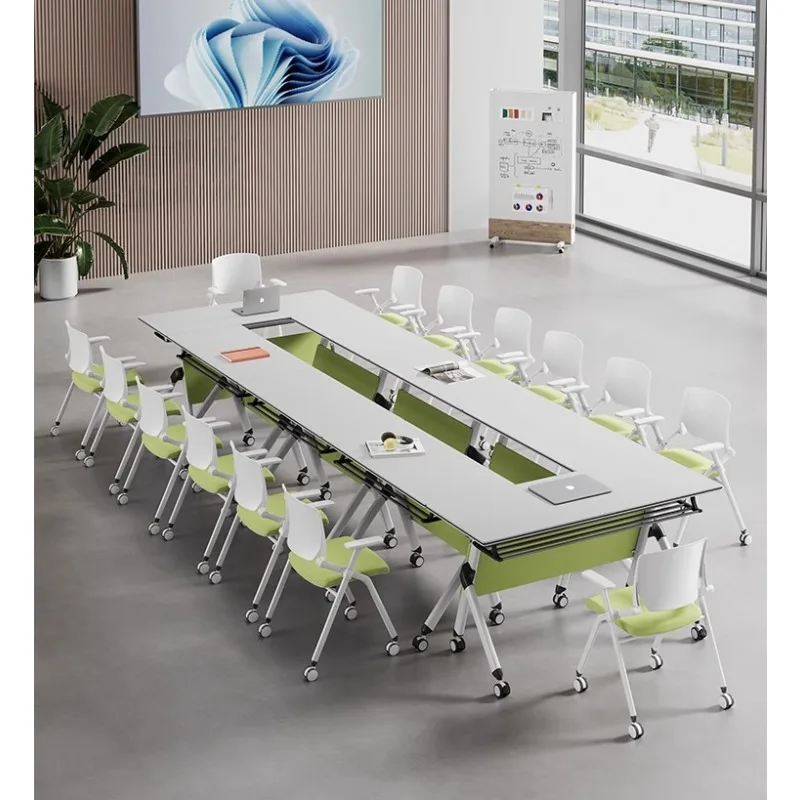 

Indoor furniture table and chair combination splicing folding conference table strip table training institution activity mobile